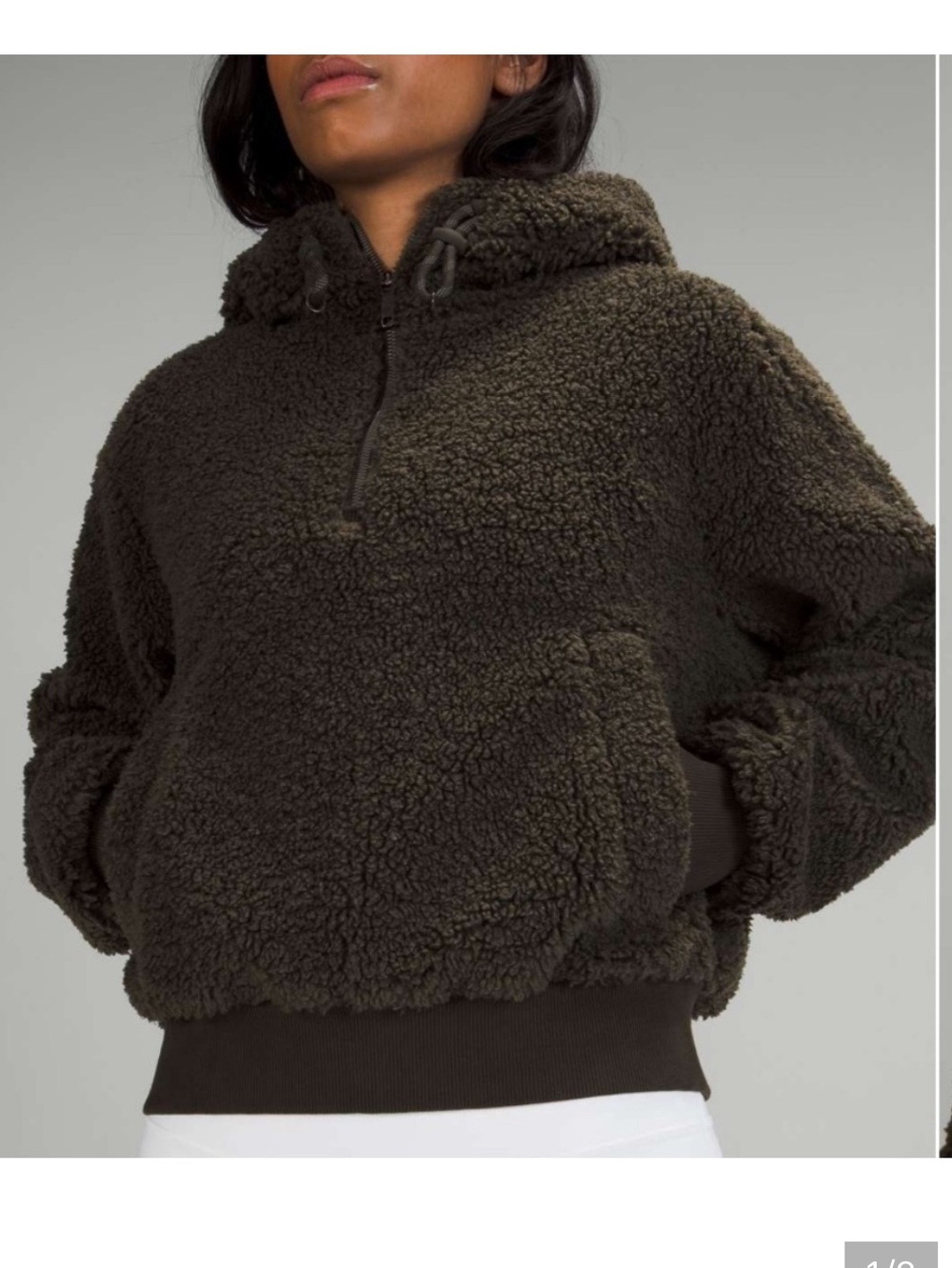 LULULEMON - Textured Fleece 1/2 Zip - Dark Olive size 10